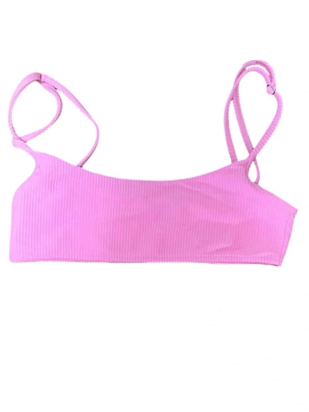 Hot Neon Pink Ribbed Gavin Bralette Bikini Top Adjustable Straps